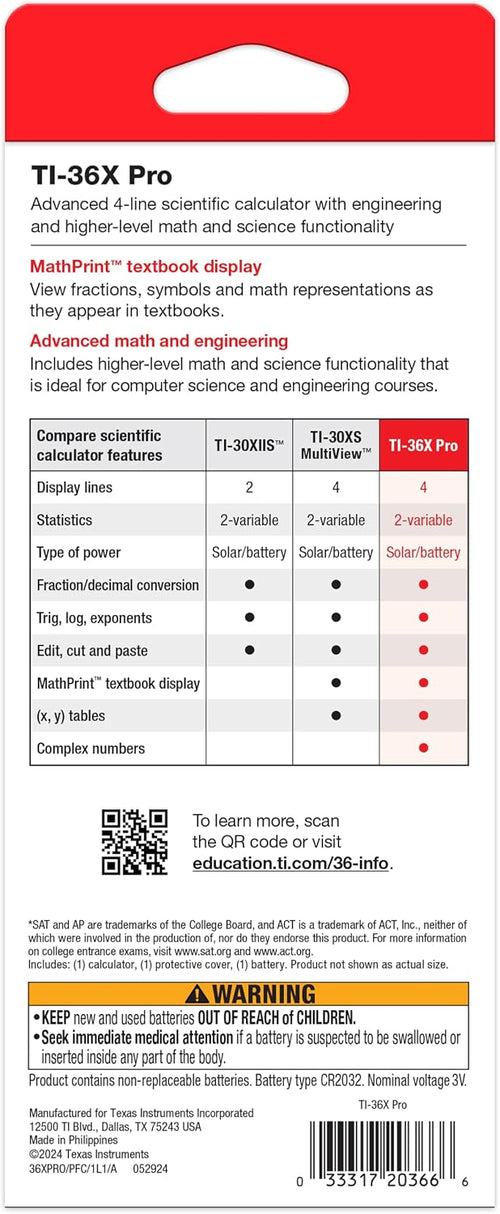 Texas Instruments TI-36X Pro Engineering/Scientific Calculator